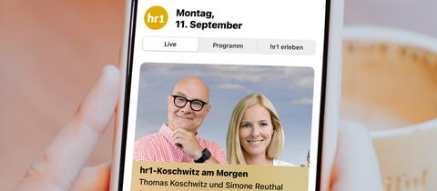 Die neue hr1-App auf einem Smartphone