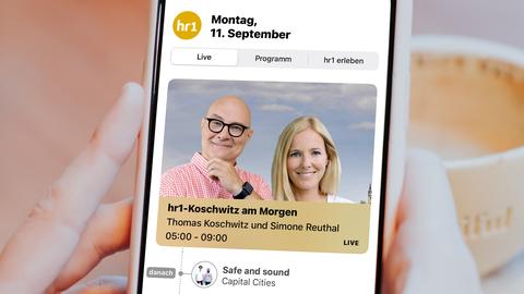 Die neue hr1-App auf einem Smartphone