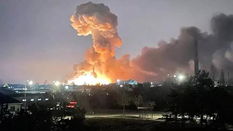 Explosion in Kiew nach russischem Bombardement.