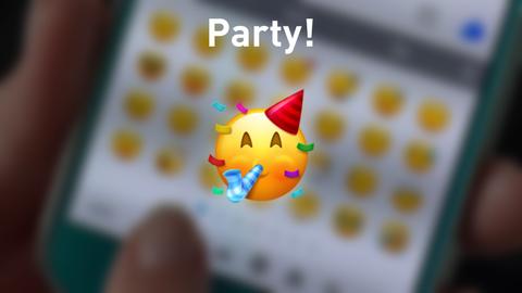 Beispiele für neues Party-Emoji von Emojipedia