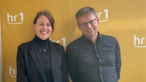 Unternehmerin Claudia Lässig und hr1-Moderator Uwe Berndt