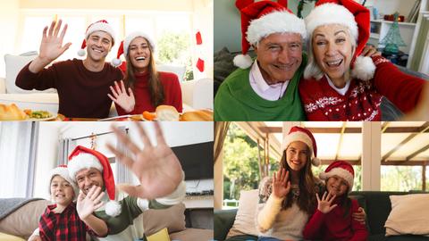 Menschen chatten an Weihnachten über das Internet. 